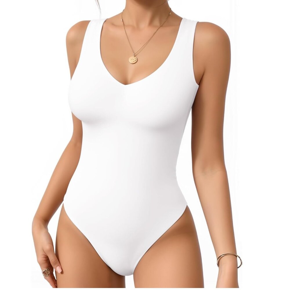 V-Neck Bodysuit White M